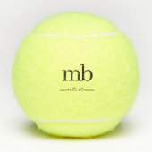 Modern Zwart Wit Trendy Script Initiaal Monogram Tennisballen (Voorkant)