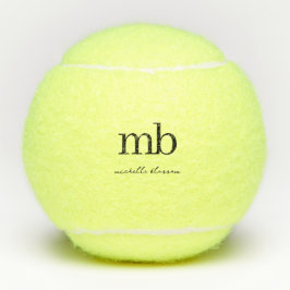 Modern Zwart Wit Trendy Script Initiaal Monogram Tennisballen
