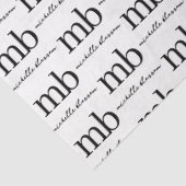 Modern Zwart Wit Trendy Script Initiaal Monogram Tissuepapier (Detail)