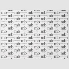 Modern Zwart Wit Trendy Script Initiaal Monogram Tissuepapier