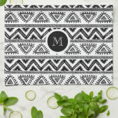 Modern zwart-wit tribaal geometrisch patroon theedoek (Gevouwen)