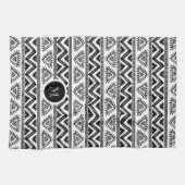 Modern zwart-wit tribaal geometrisch patroon theedoek (Horizontaal)