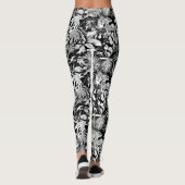 Modern Zwart Wit Tropisch Bladpatroonontwerp Leggings (Achterkant)