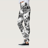 Modern Zwart & Wit Tropisch Haiwaï-eiland Leggings (Links)