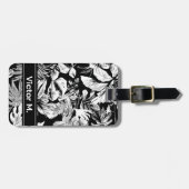 Modern zwart-wit tropisch mannelijk bagagelabel (Voorkant horizontaal)