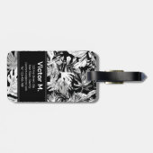 Modern zwart-wit tropisch mannelijk bagagelabel (Achterkant horizontaal)