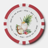 Modern Zwart Wit Tropische Drink Voucher Bruiloft Poker Chips (Voorkant)