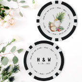 Modern Zwart Wit Tropische Drink Voucher Bruiloft Poker Chips