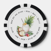Modern Zwart Wit Tropische Drink Voucher Bruiloft Poker Chips (Voorkant)