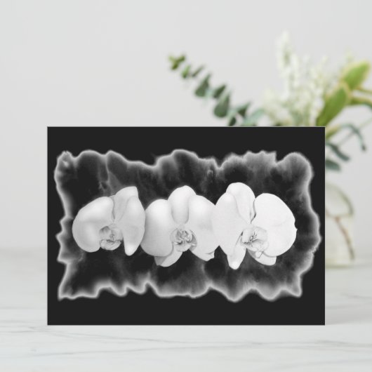Modern Zwart Wit tropische orchidee schilderij Kaart (Staand voorkant)