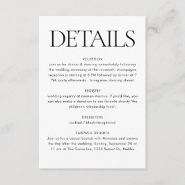 Modern Zwart Wit Trouwen Guest Info Details Informatiekaartje