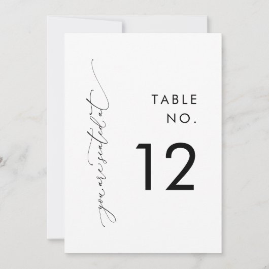 Modern Zwart & Wit Trouwtafel Nummer Kaarten (Voorkant)