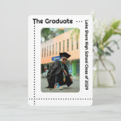 Modern Zwart Wit Twee foto Afstudeerder Party Kaart (Staand voorkant)