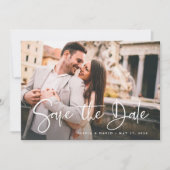 Modern Zwart-wit | Twee foto- en QR-code Save The Date (Voorkant)