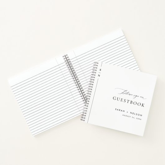 Modern Zwart & Wit Uniek Bruiloft Gastenboek Notitieboek (Binnen)