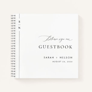 Modern Zwart & Wit Uniek Bruiloft Gastenboek Notitieboek
