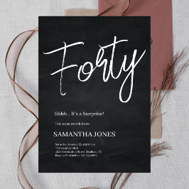 Modern Zwart-wit Veertig 40e Verjaardagsfeest Kaart