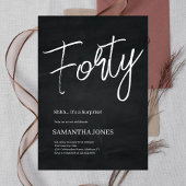 Modern Zwart-wit Veertig 40e Verjaardagsfeest Kaart