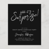 Modern Zwart Wit Verrassing Sweet 16 Invites (Voorkant)