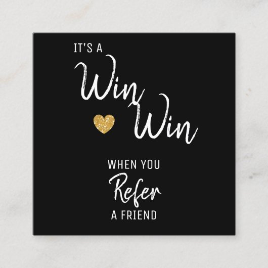 Modern zwart wit Verwijs een vriend Aanbevelingskaartje (Voorkant)