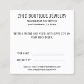 Modern zwart wit Verwijs een vriend Aanbevelingskaartje (Achterkant)