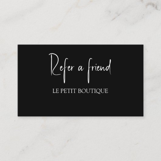 Modern Zwart Wit Verwijs een Vriend Verwijzing Kaa (Voorkant)