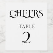 Modern Zwart-wit Vet Trouwtafel Nummer Wijn Etiket (Enkel label)