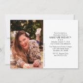 Modern Zwart Wit Vier Foto Afstudeerder Party Kaart (Achterkant)