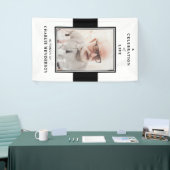 Modern Zwart & Wit Viering van het Leven Foto Spandoek (Beurs)