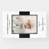 Modern Zwart & Wit Viering van het Leven Foto Spandoek (Horizontaal)