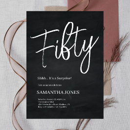 Modern Zwart-wit Vijftig 50ste Verjaardagsfeest Kaart