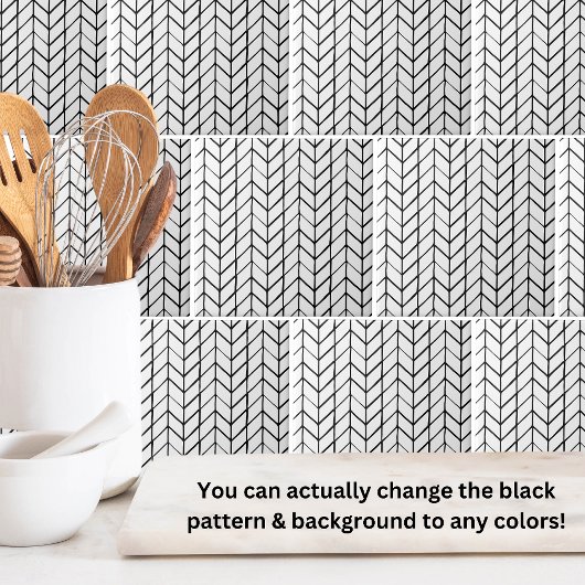 Modern zwart wit visgraat tegeltje