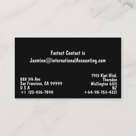 Modern zwart-wit visitekaartje (Achterkant)