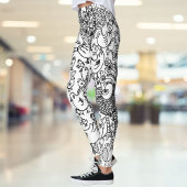 Modern zwart-wit vogelpatroon leggings