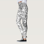 Modern zwart-wit vogelpatroon leggings (Links)