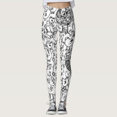 Modern zwart-wit vogelpatroon leggings (Voorkant)