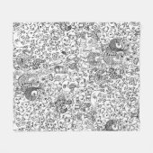 Modern zwart-wit vogels grillig patroon fleece deken (Voorkant (Horizontaal))