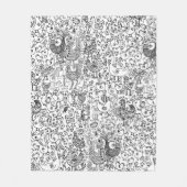 Modern zwart-wit vogels speels patroon fleece deken (Voorkant)