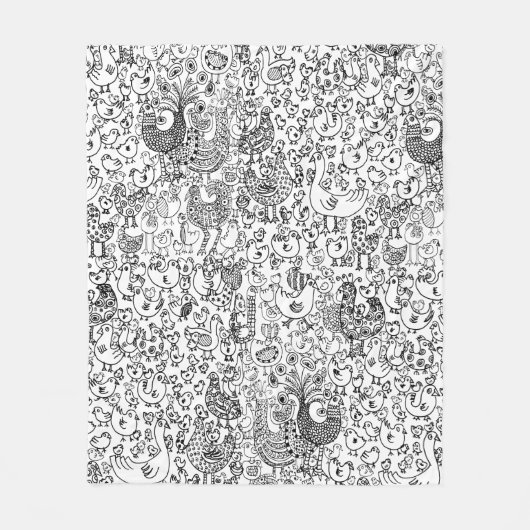 Modern zwart-wit vogels speels patroon fleece deken (Voorkant)