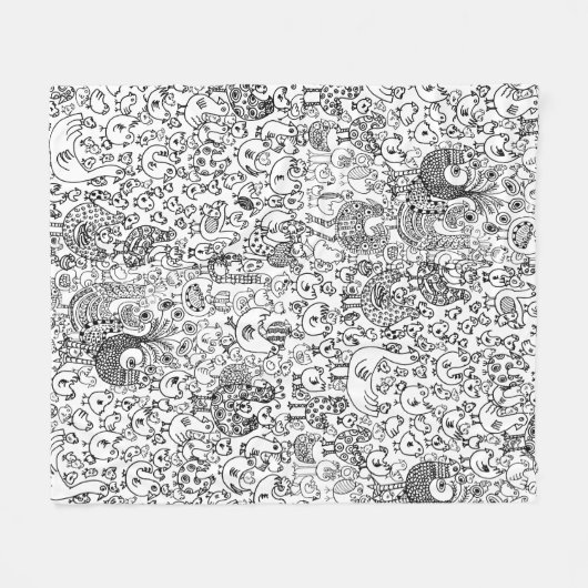 Modern zwart-wit vogels speels patroon fleece deken (Voorkant (Horizontaal))