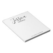 Modern zwart wit, volledige naam, stijlvol notitieblok (Schuin)