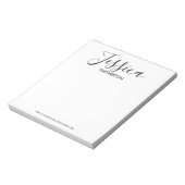 Modern zwart wit, volledige naam, stijlvol notitieblok (Linkerzijde)