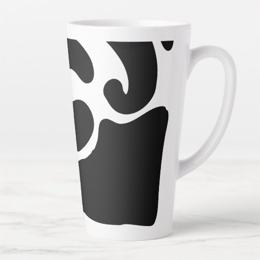 Modern zwart-wit vrijevormpatroon latte mok (Rechts)