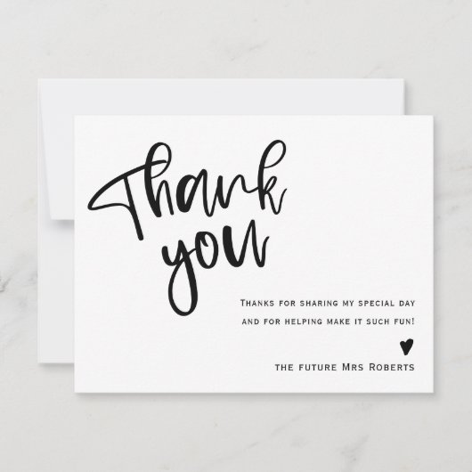 Modern zwart-wit Vrijgezellenfeest Dank u Bedankkaart (Voorkant)