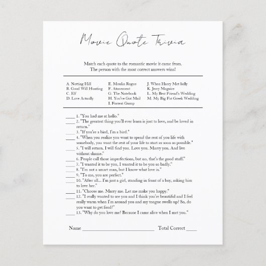 Modern zwart wit Vrijgezellenfeest filmcitaten Flyer (Voorkant)