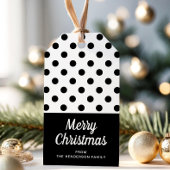 Modern zwart-wit vrolijk kerstfeest cadeaulabel