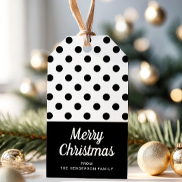 Modern zwart-wit vrolijk kerstfeest cadeaulabel