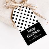 Modern zwart-wit vrolijk kerstfeest cadeaulabel