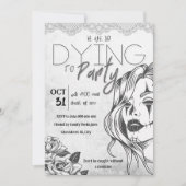 Modern zwart-wit vrouwelijke volwassen Halloween Kaart (Voorkant)