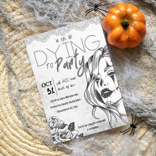 Modern zwart-wit vrouwelijke volwassen Halloween Kaart